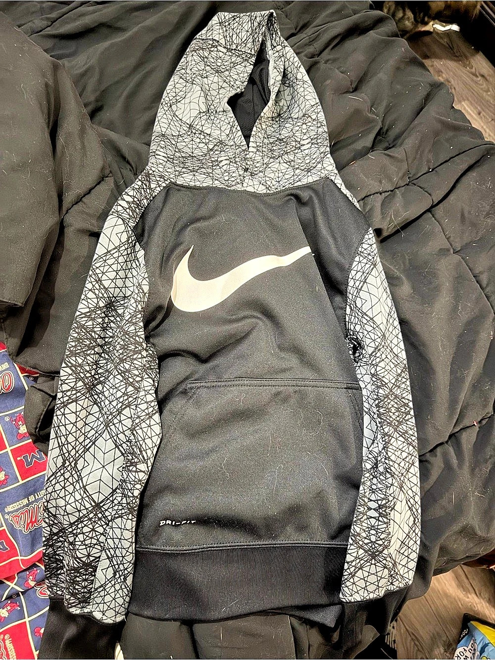 Nike Abstract Print Hoodie in Black & Gray